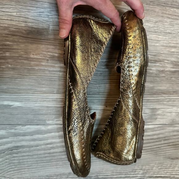 Gentle Souls Kenneth Cole Women's Size 10M Lucki Sole‎ Ballet Flat Gold Leather - Picture 4 of 7